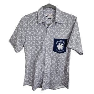 PSI International Shirt Button Up Short Sleeve Kiitos Brewing XS Gray Casual